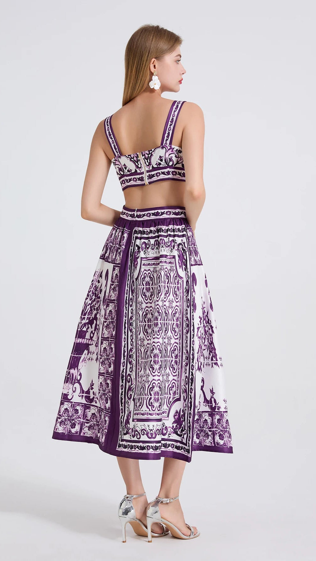 Sweet Purple Bralette & Midi Skirt Set