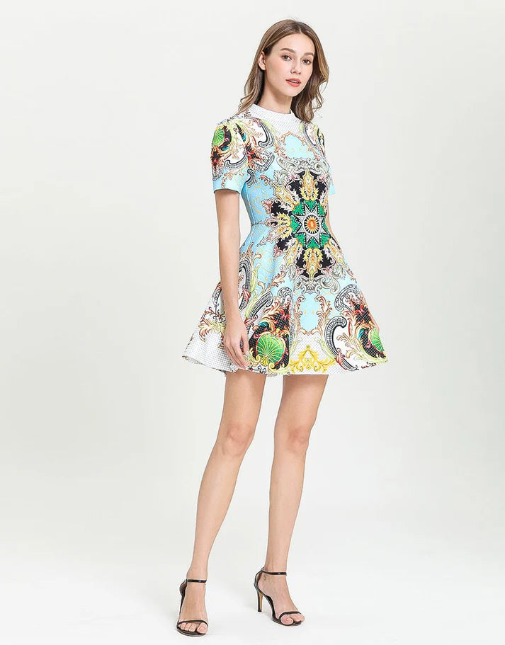 Sun and Star Emblem Skater Dress