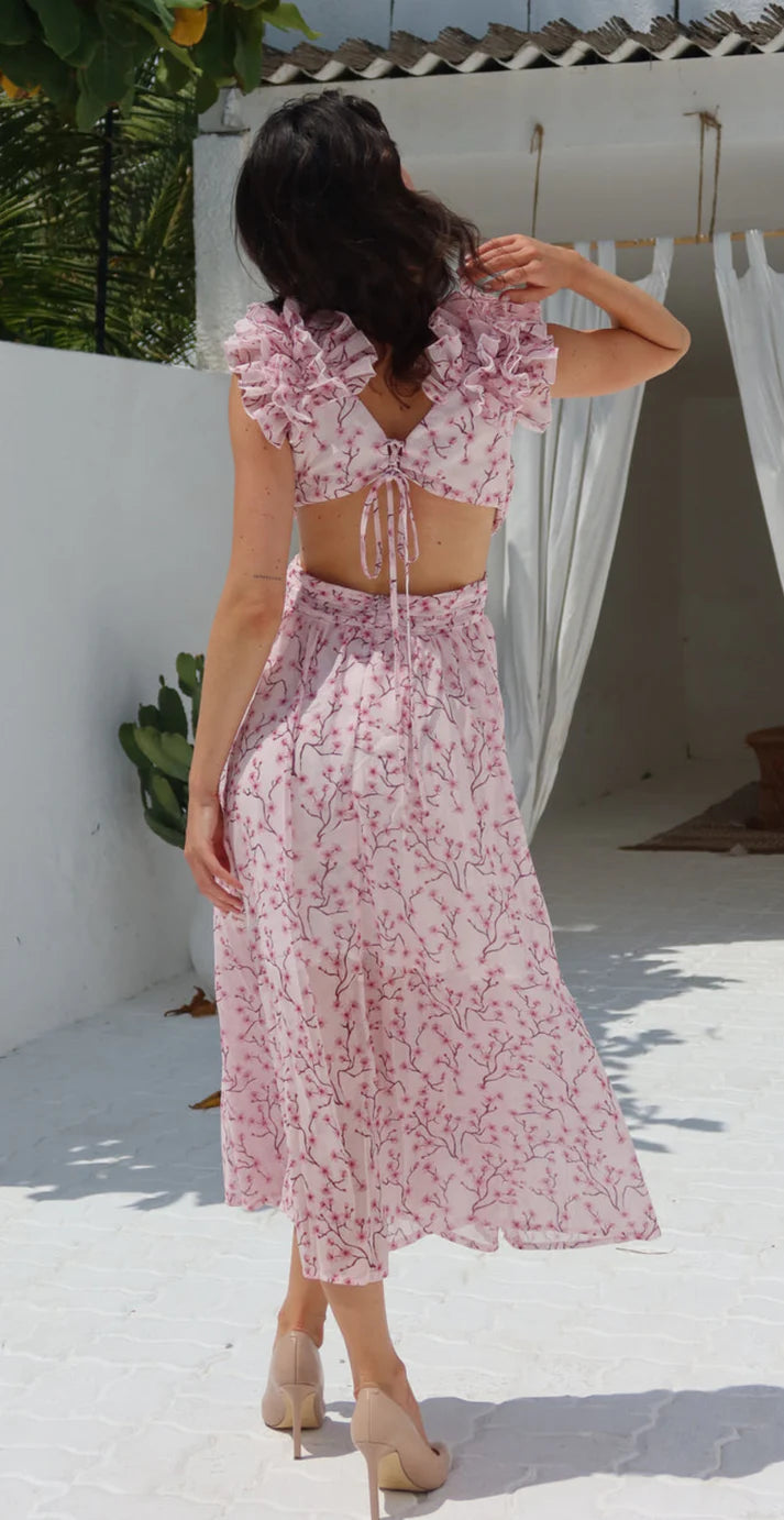 Sliema Pink Floral Maxi Dress