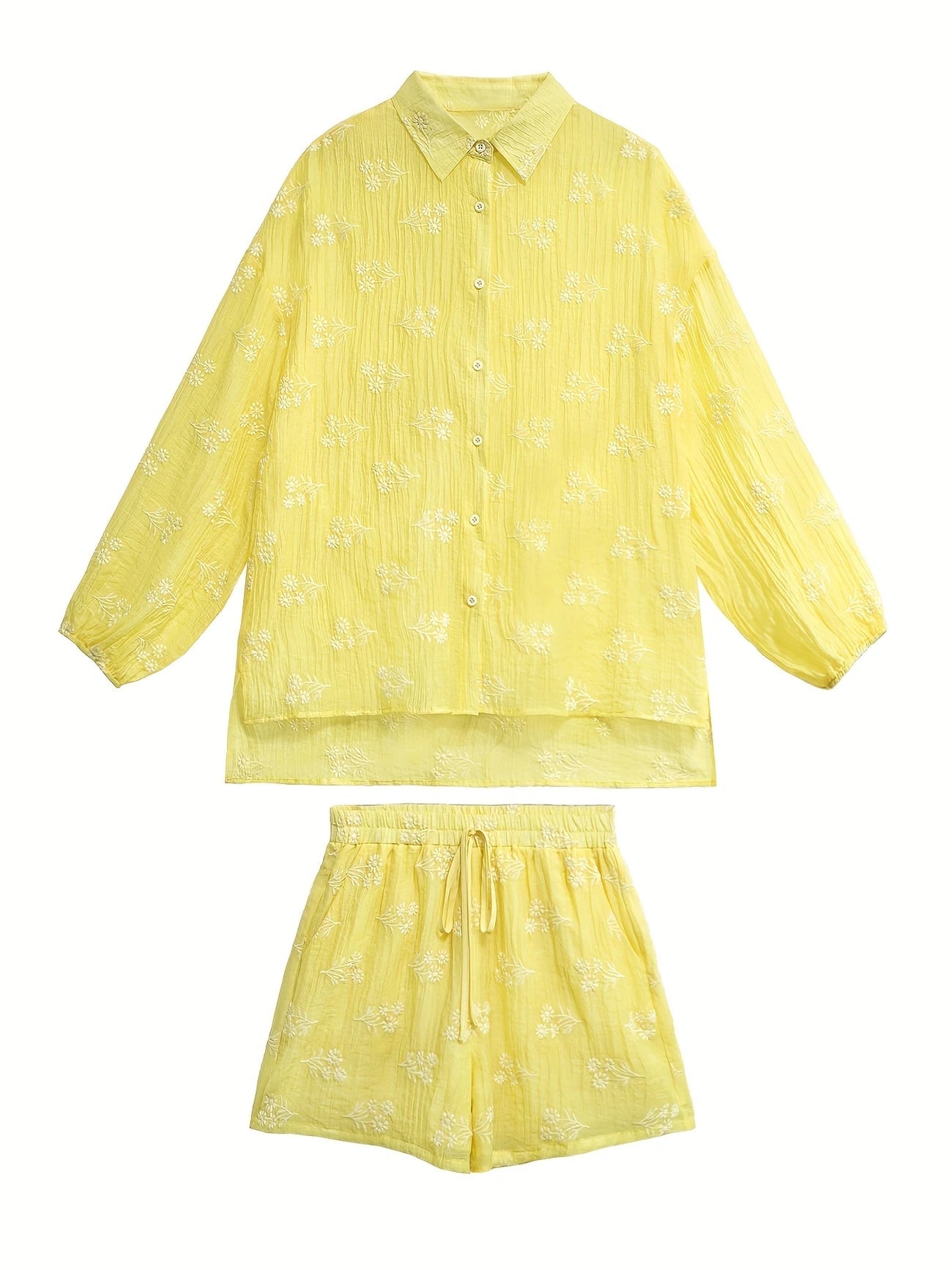 Yellow Daisy Shorts Set