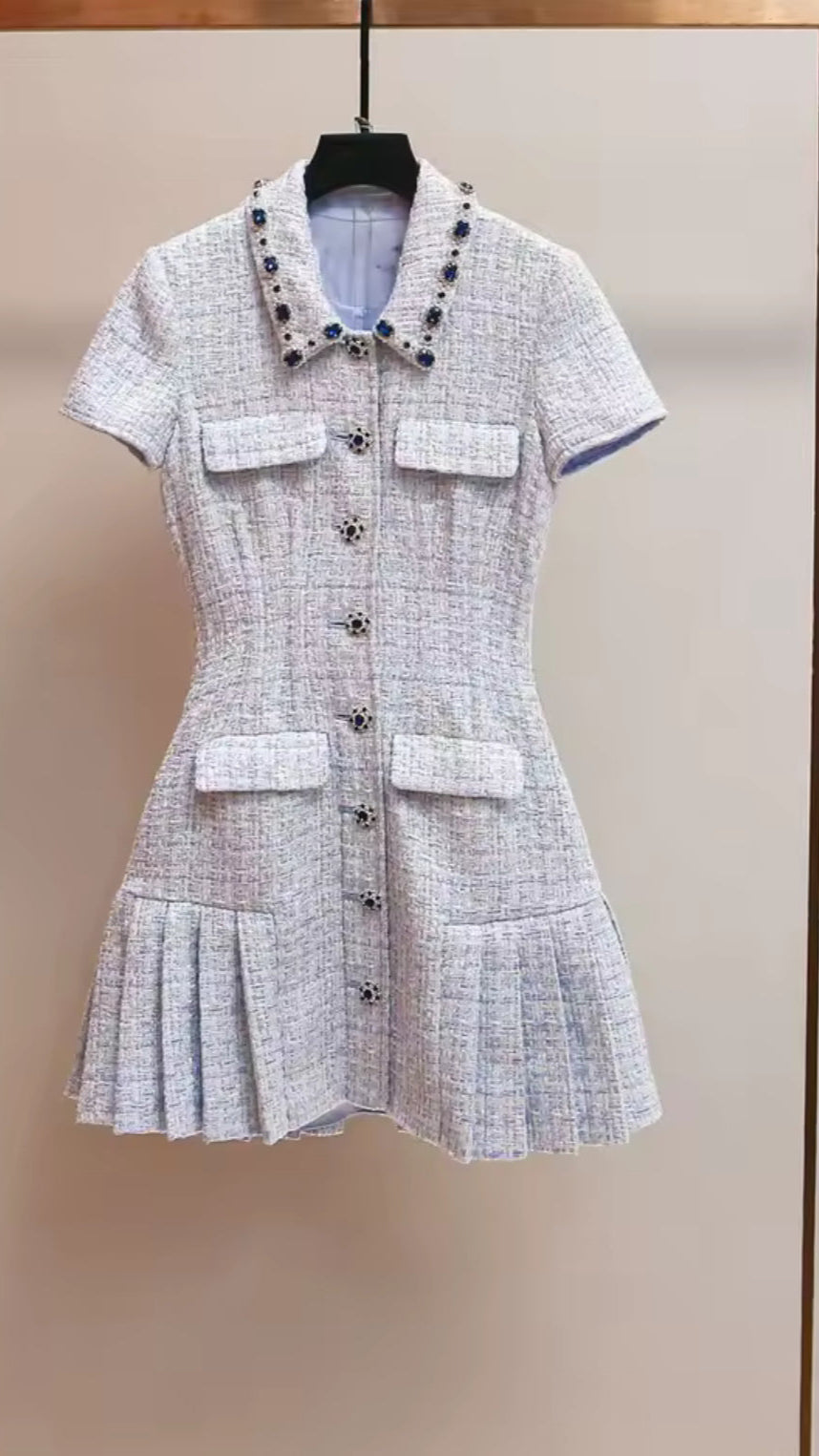 Crystal Ball Tweed Mini Dress