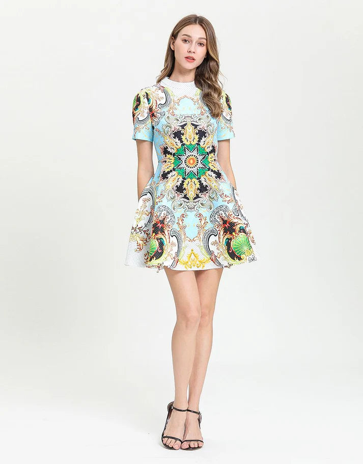 Sun and Star Emblem Skater Dress