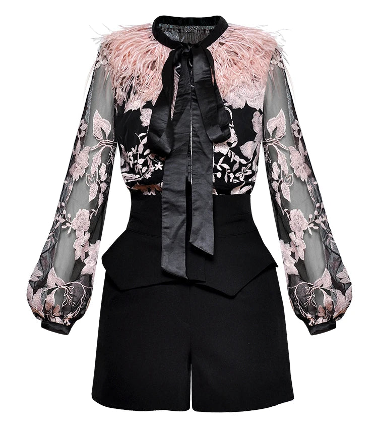 Feathering Shorts Set