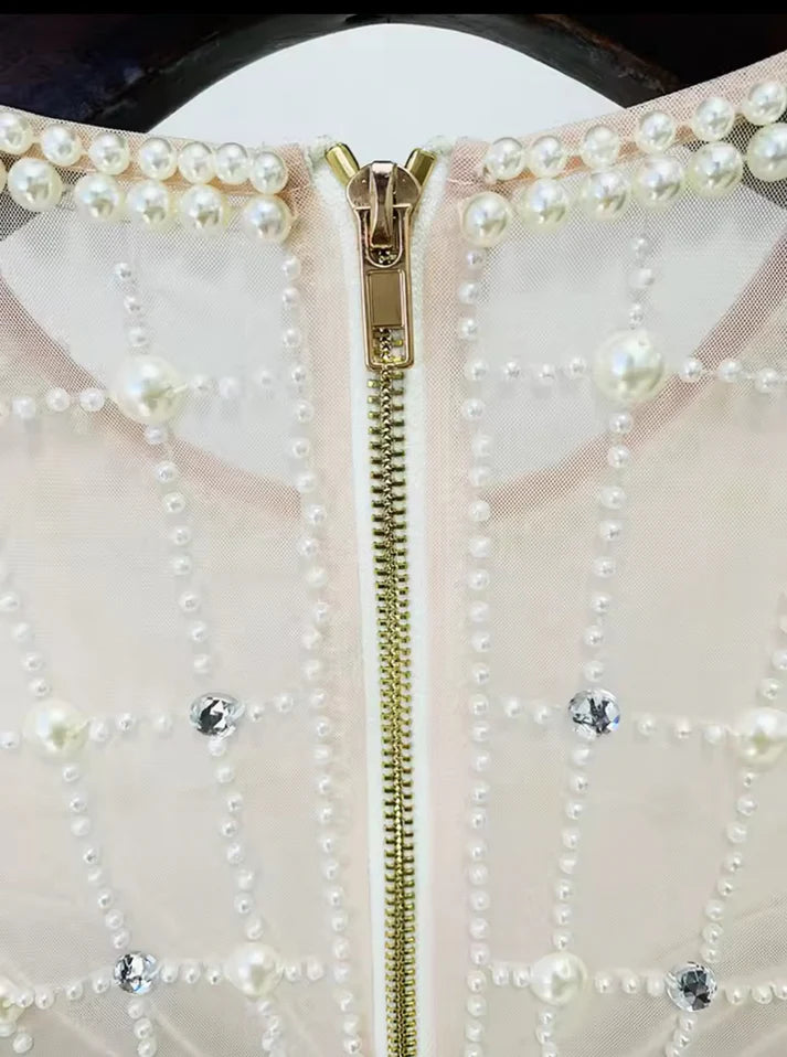 White Diamond Heavily Embellished Mini Dress