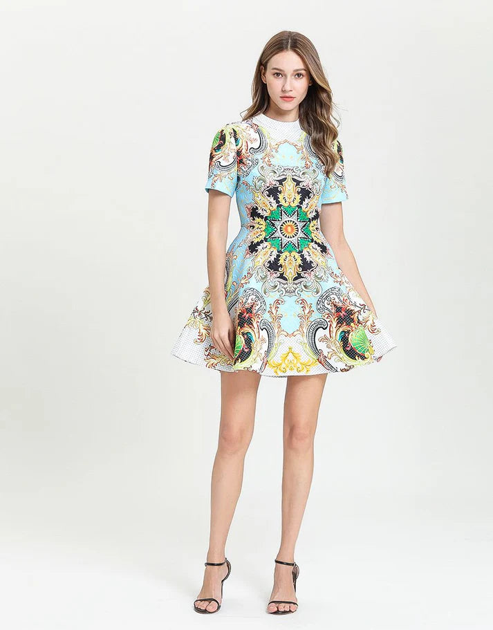 Sun and Star Emblem Skater Dress