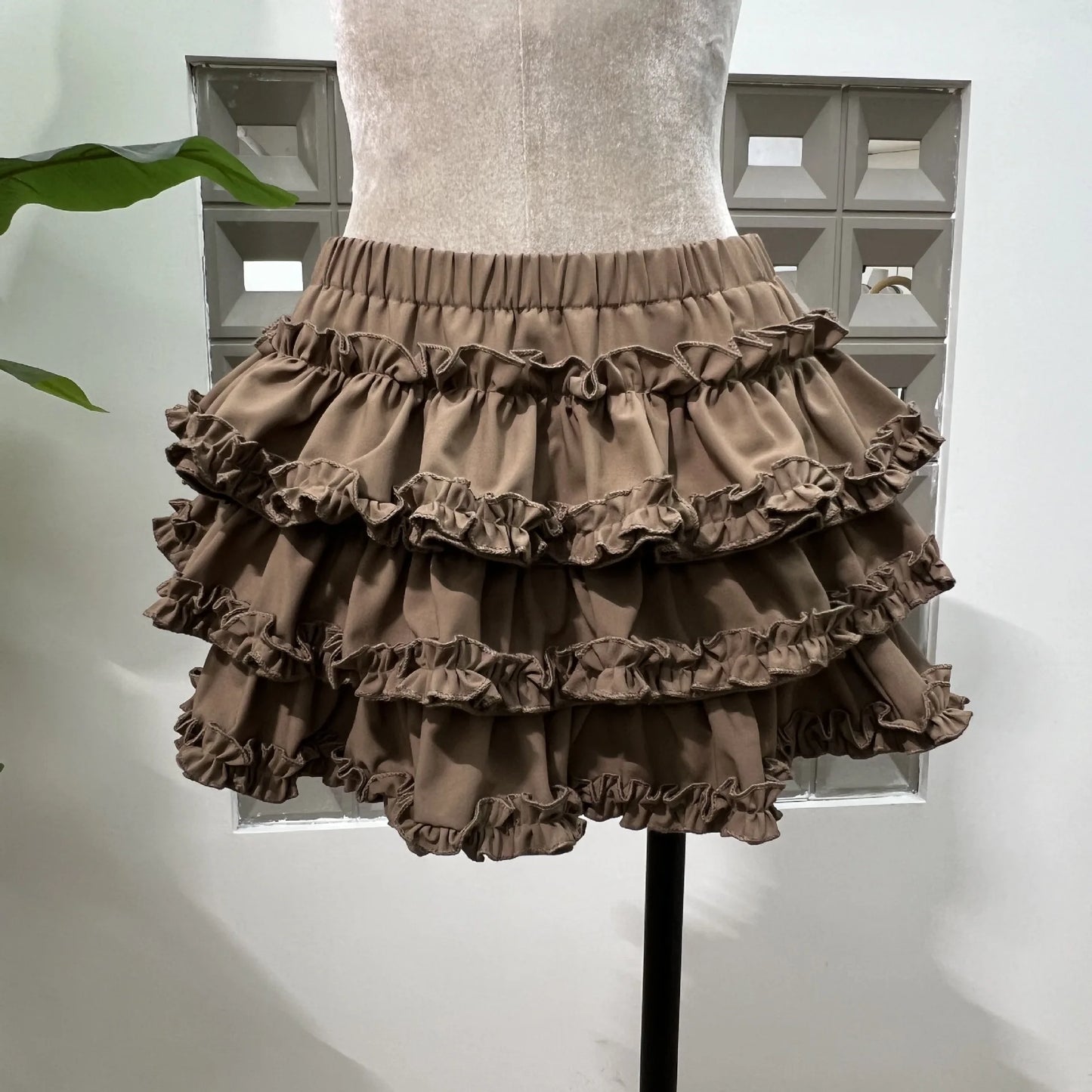 Chic Striped Hybrid Top with Ruffled Skirt (with shorts)