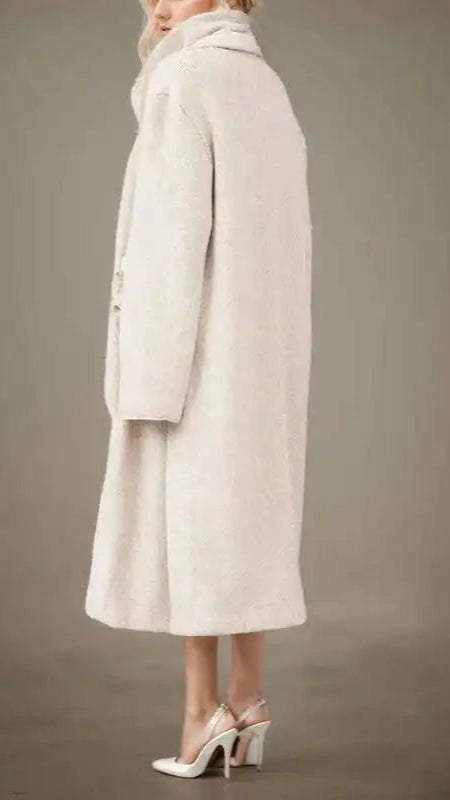Three Piece Knitted Set - Long Sweater Coat with three dimensional flowers Mini Skirt and Top