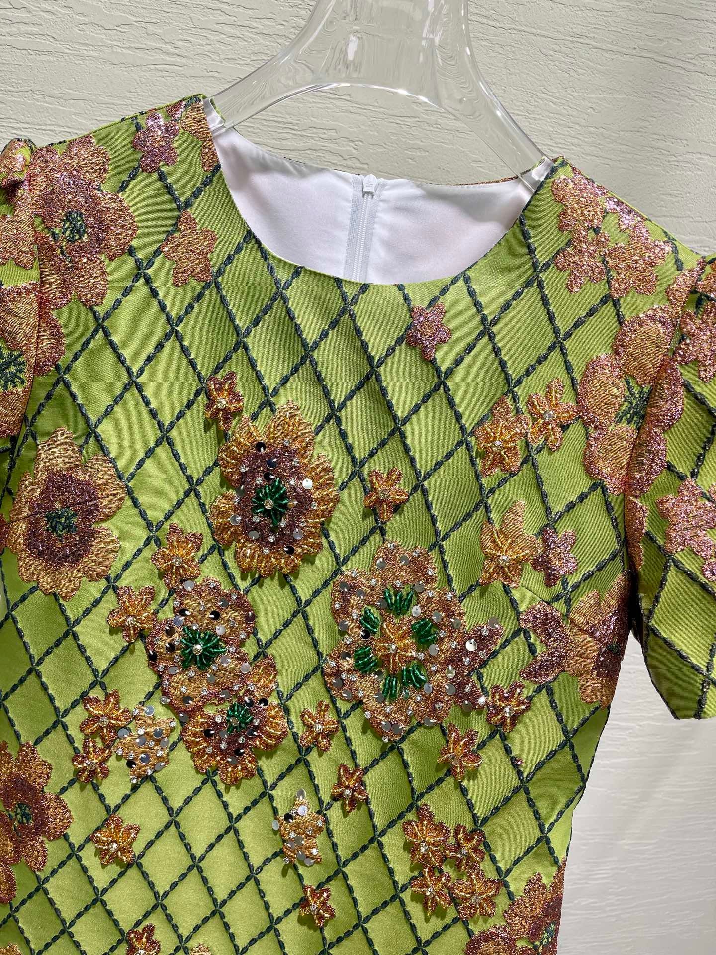 Green Envy Jacquard Embellished / Sequin Mini Dress