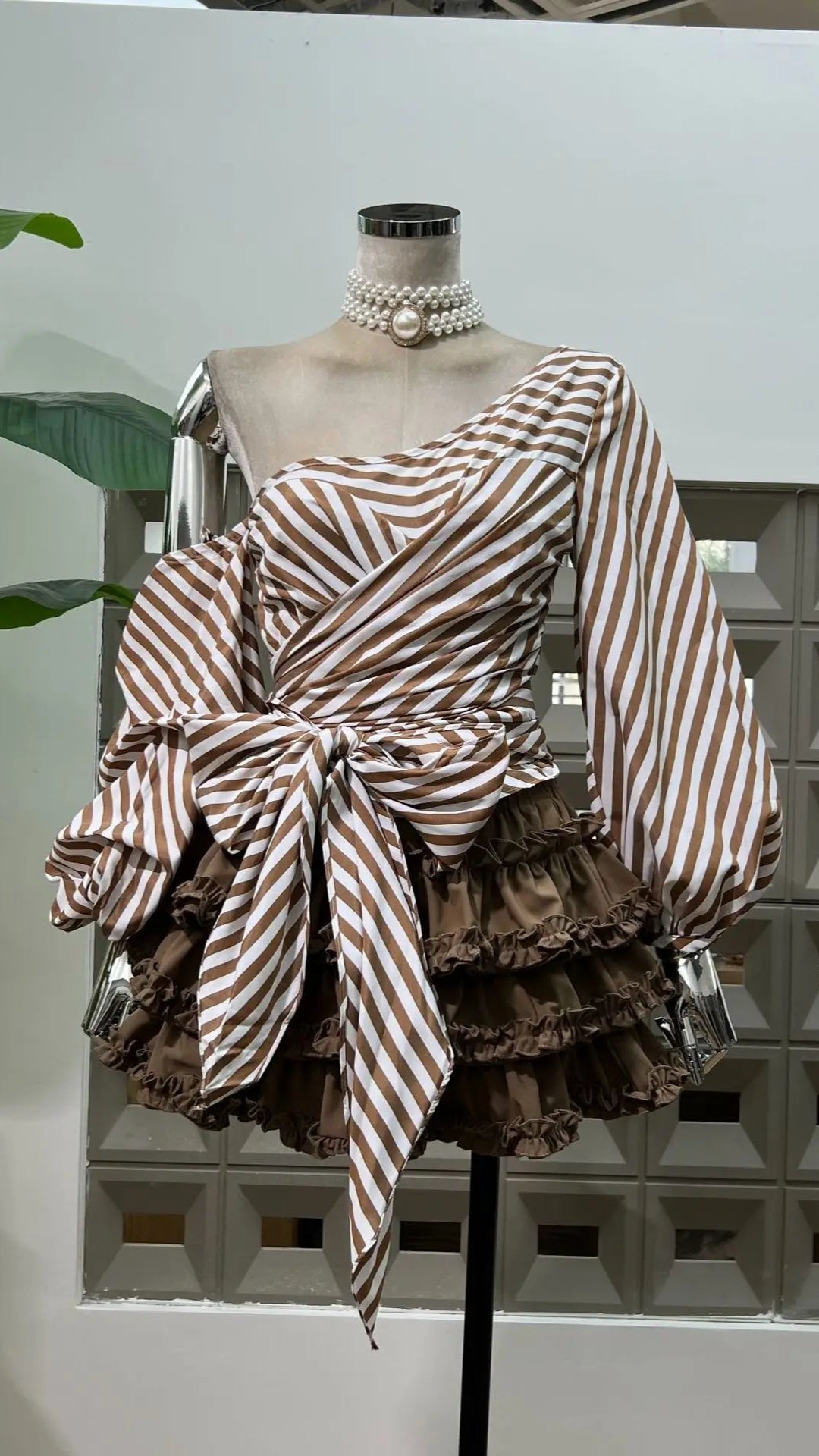 Chic Striped Hybrid Top with Ruffled Skirt (with shorts)