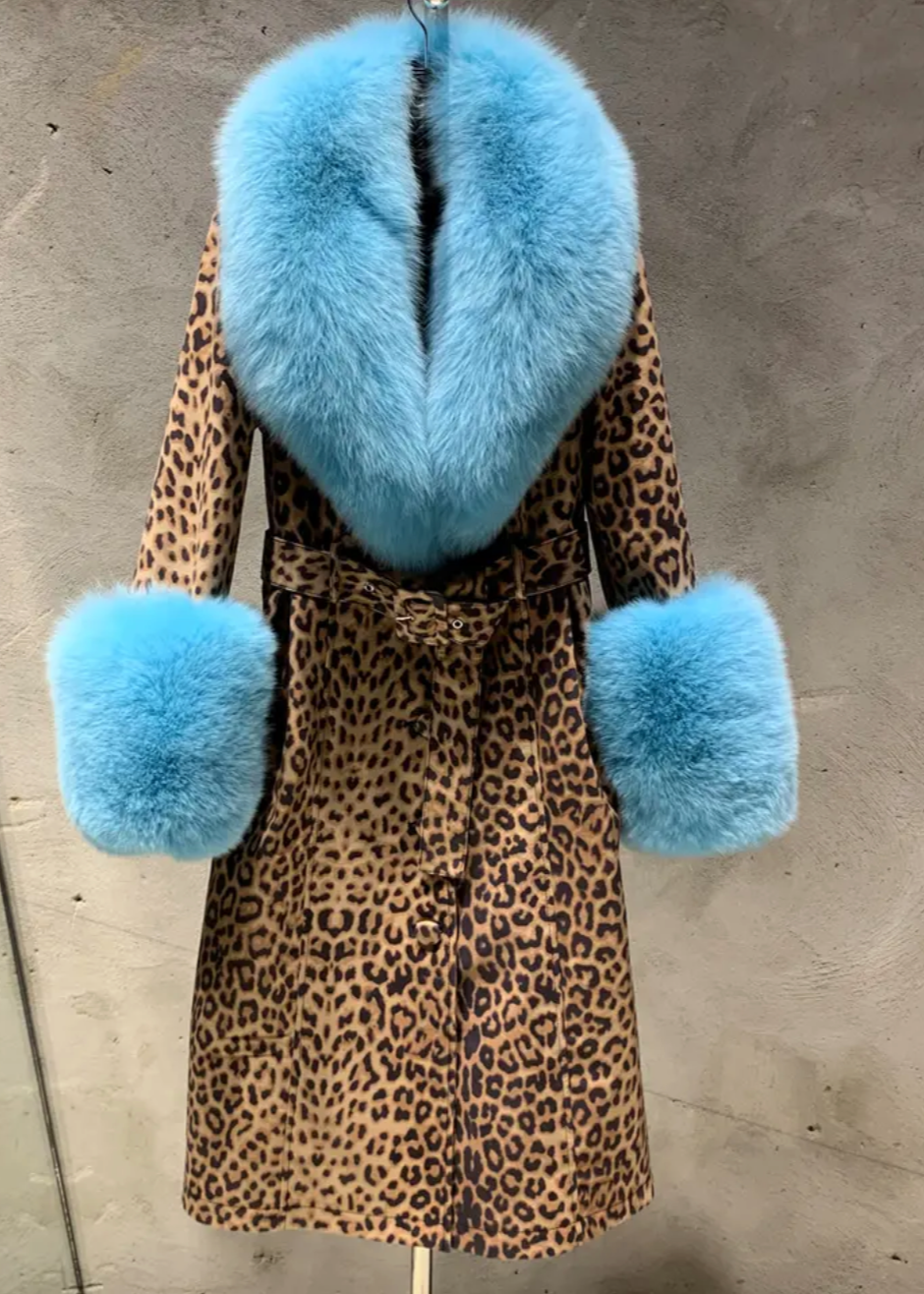 Premium Savannah Leopard Print Luxe Leather & Fur Coat - Comes in 5 Colours