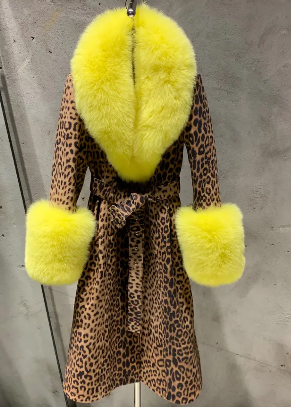 Premium Savannah Leopard Print Luxe Leather & Fur Coat - Comes in 5 Colours