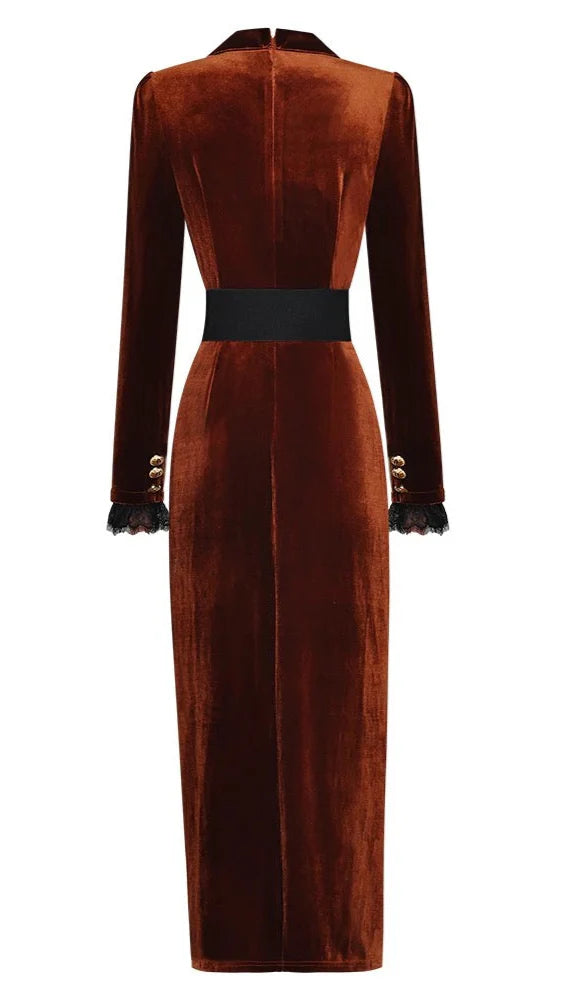 Velvet Aline Dress with Belt - Comes in Black & Chocolate