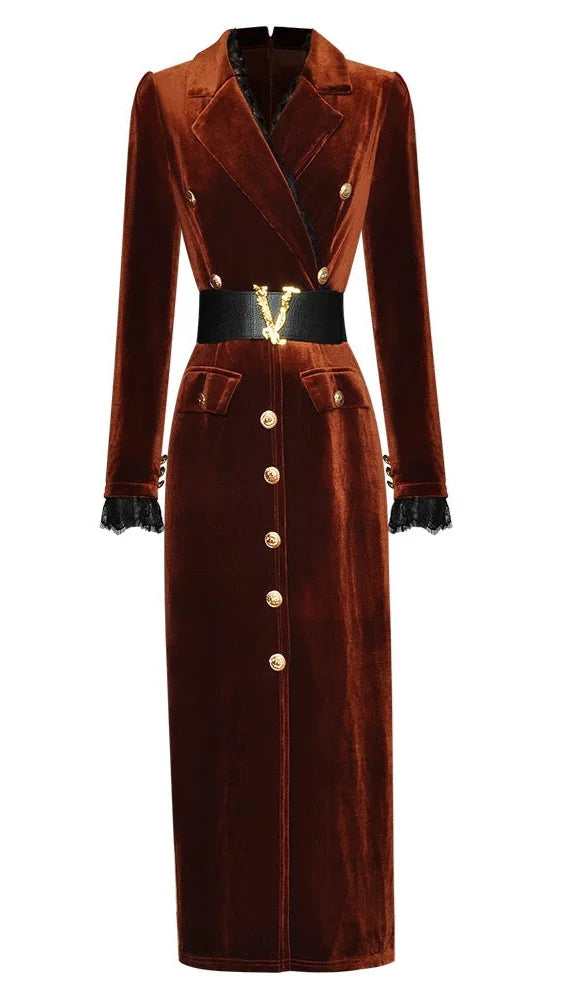 Velvet Aline Dress with Belt - Comes in Black & Chocolate