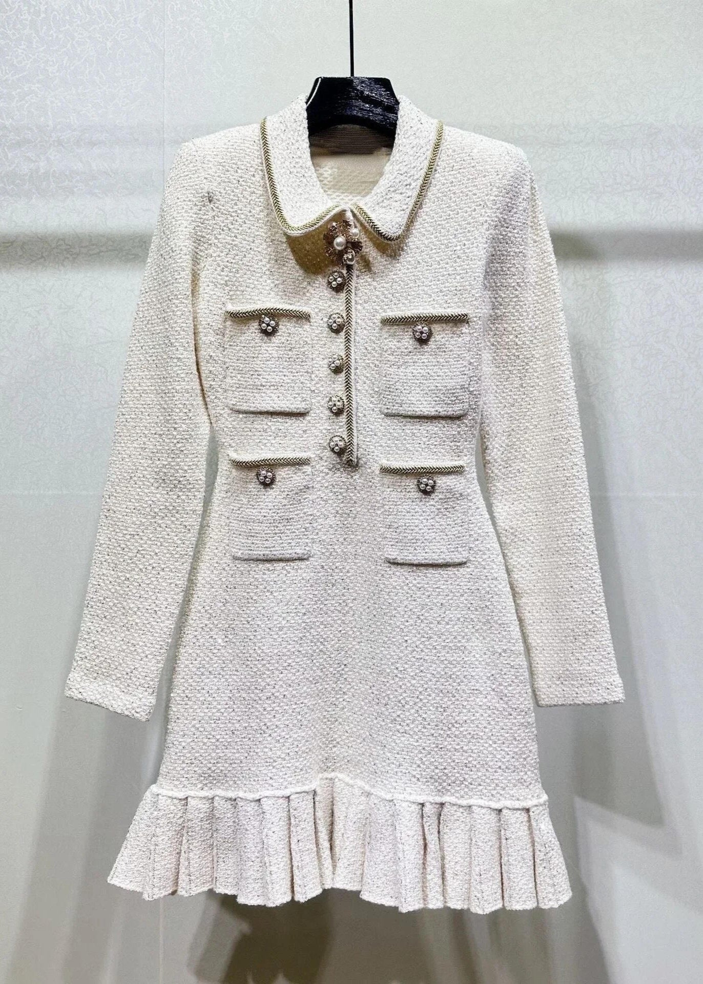 Sparkling Beading & Pearls Knitted Dress - comes in Black & White