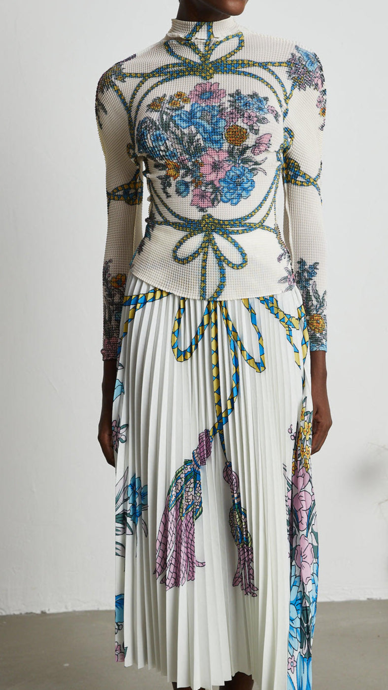 Butterflies and flowers Top and pleated Skirt