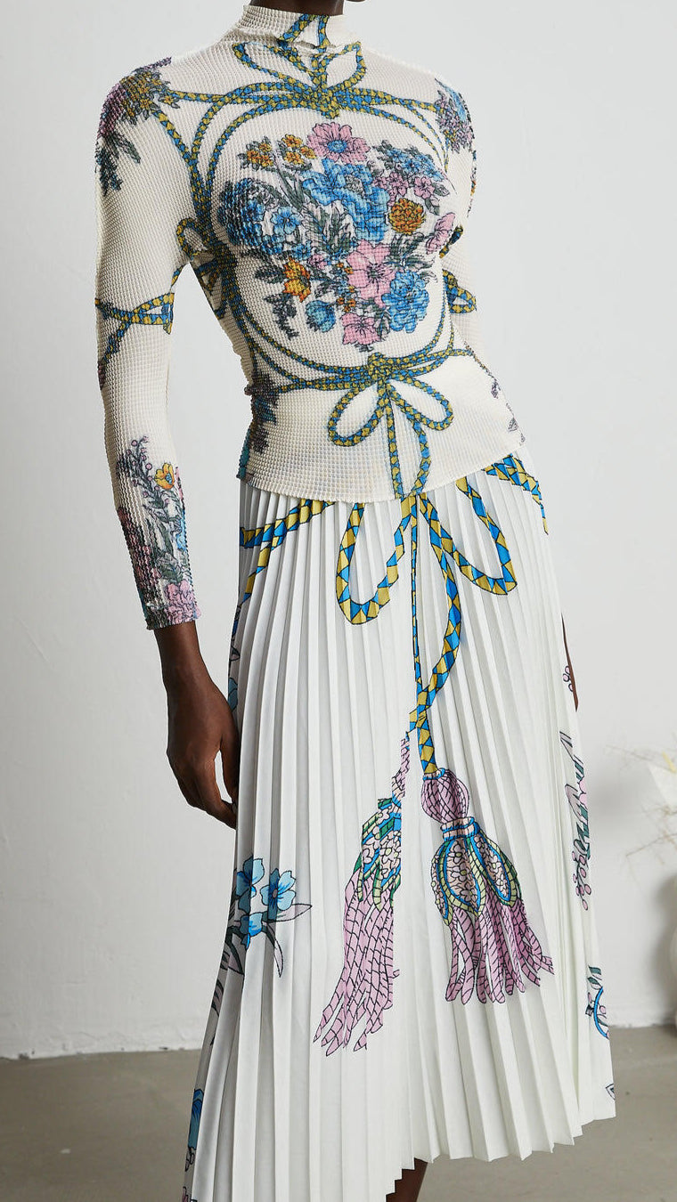Butterflies and flowers Top and pleated Skirt