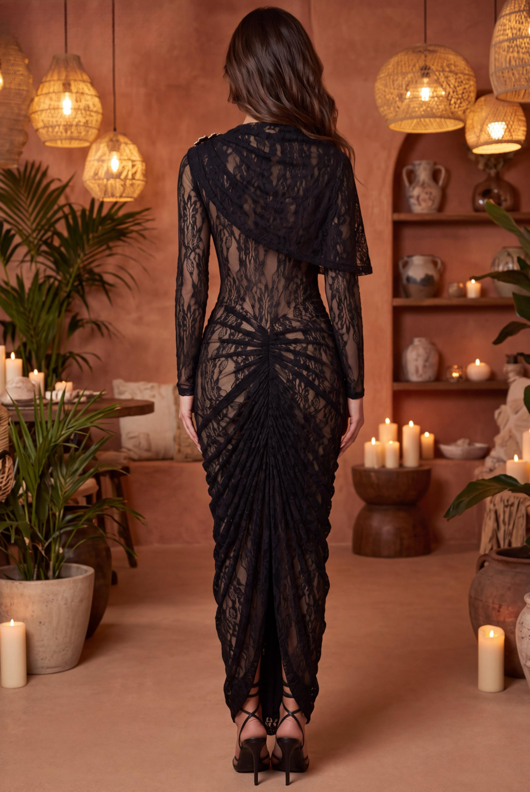 The Nocturne Lace Drape Maxi Dress