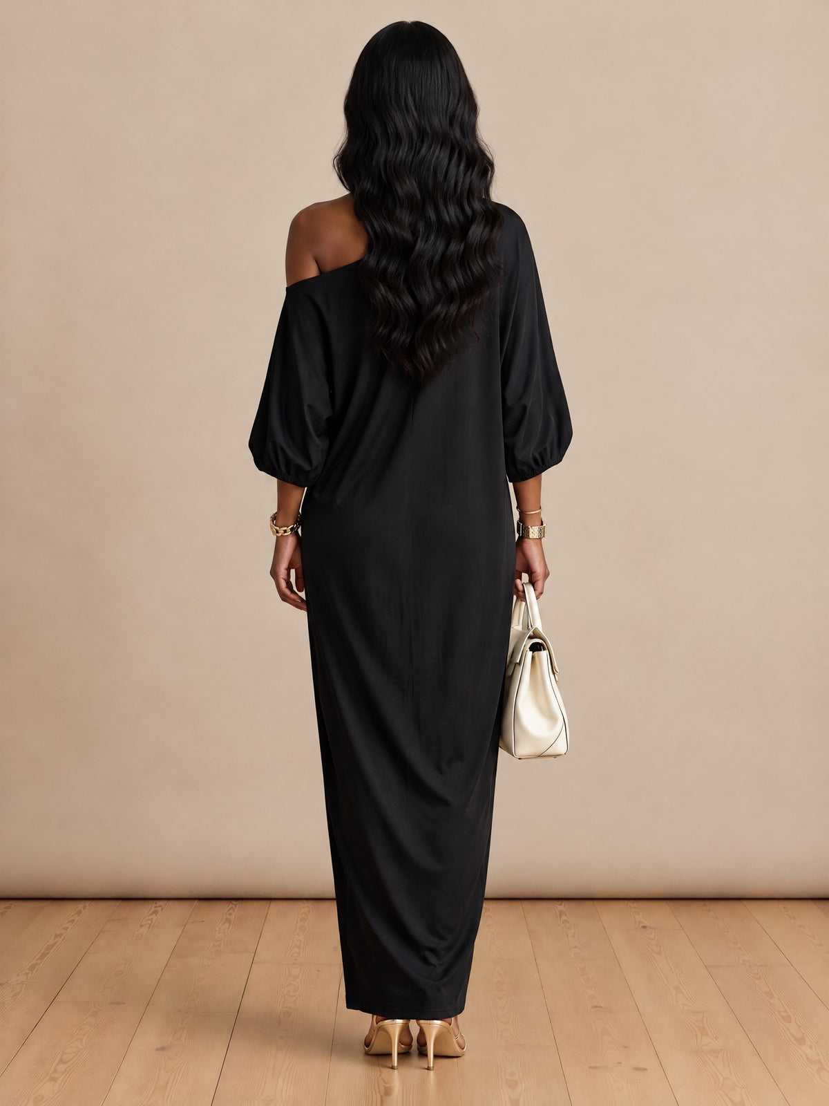 Ivory Bloom One-Shoulder Maxi Dress