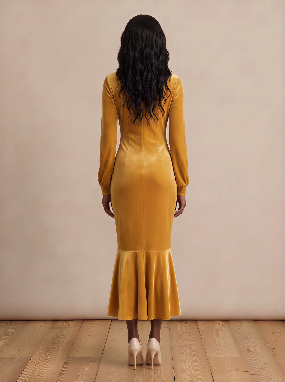 Sweet Oranges Velvet Midi Dress