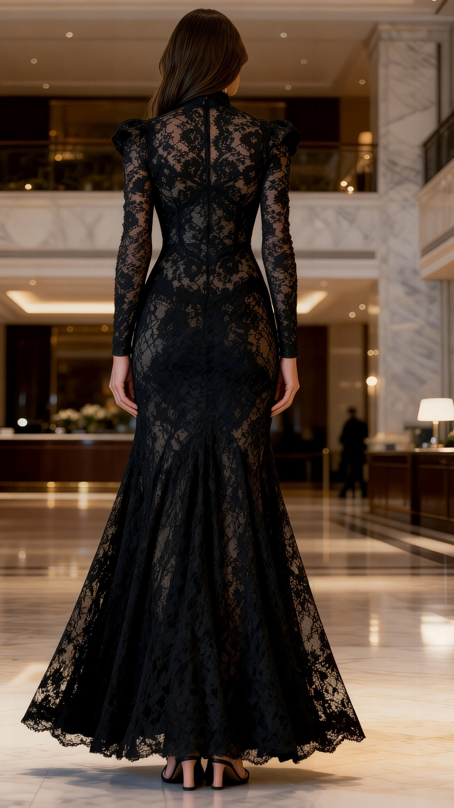 Black Beauty Fully Lined Black Lace Dress