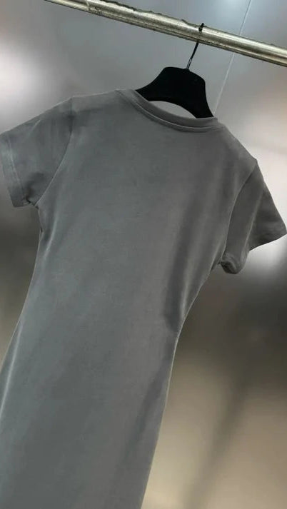 Pearls & Bow Distressed Print Maxi T-Shirt Dress