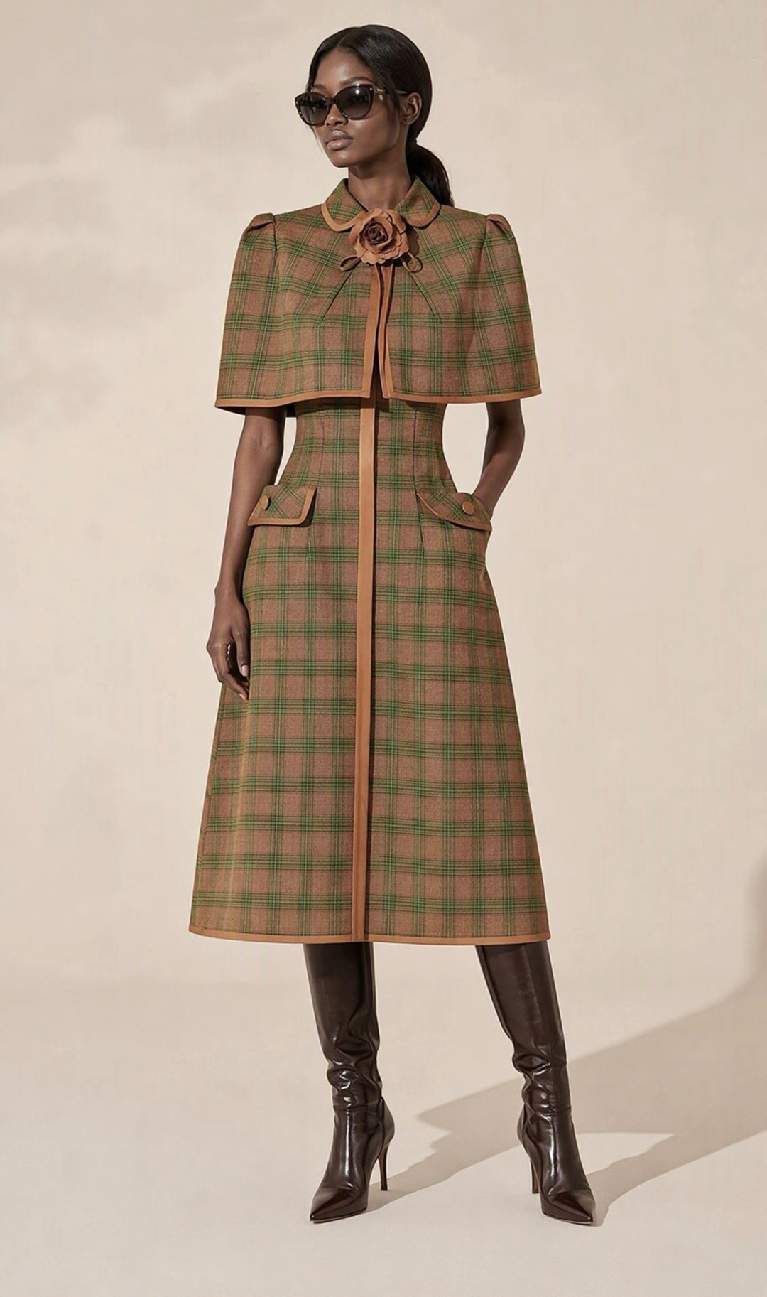 The Elowen Heritage Plaid Cape Dress