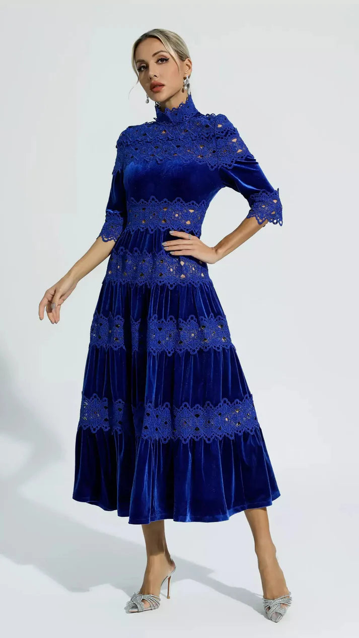 Blue Velvet Maxi Dress