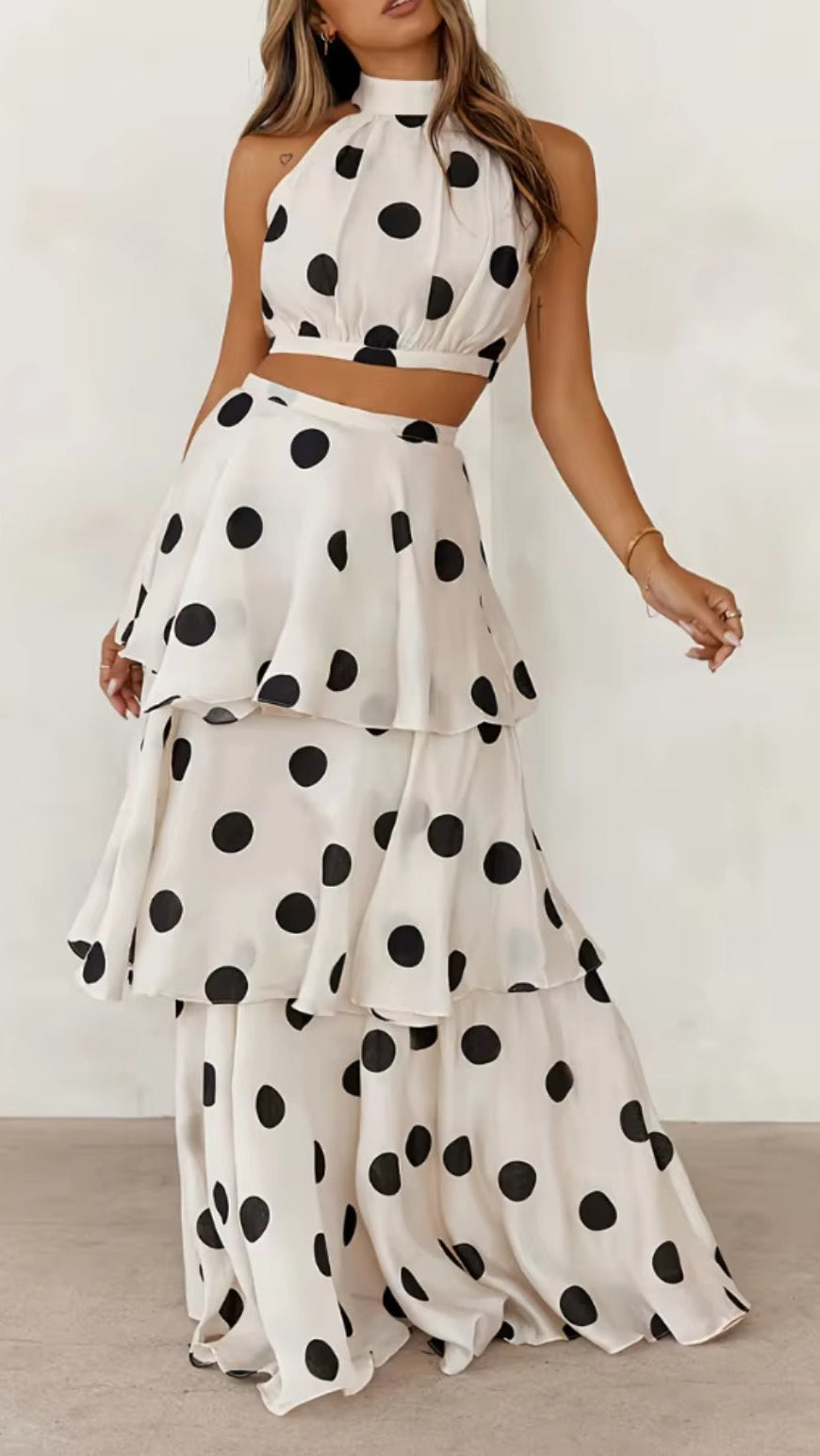 Polka Dot Ruffle Skirt Set