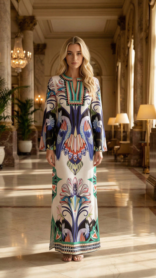 Blue Sparrow Printed Maxi Dress