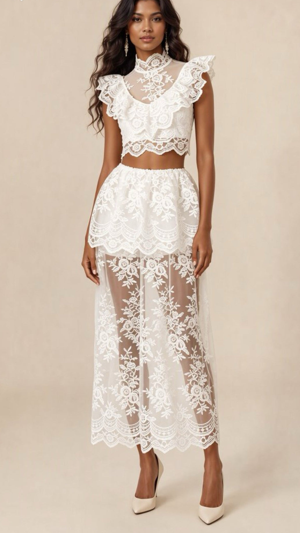 The Celeste Lace Two-Piece Set.