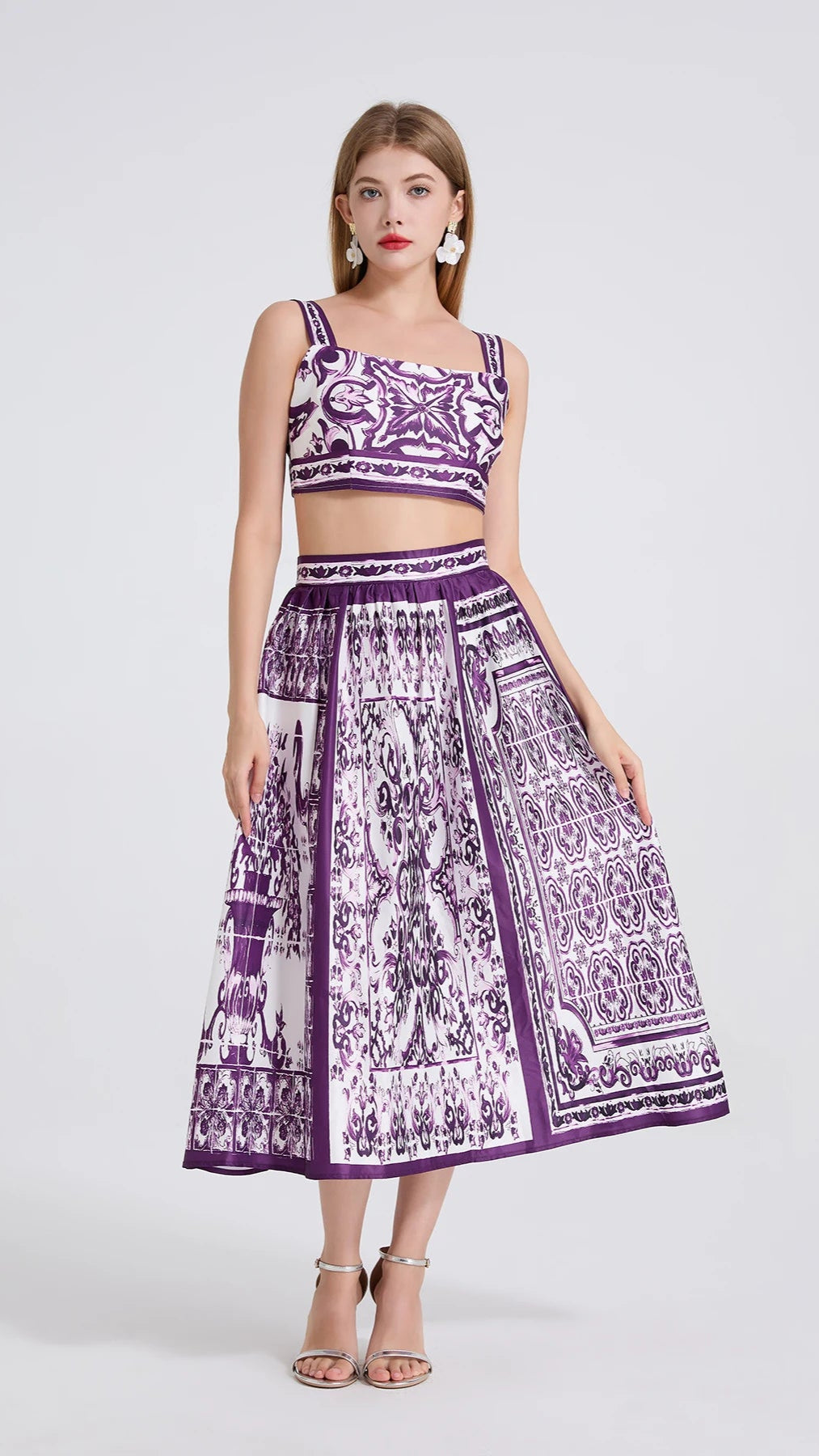 Sweet Purple Bralette & Midi Skirt Set
