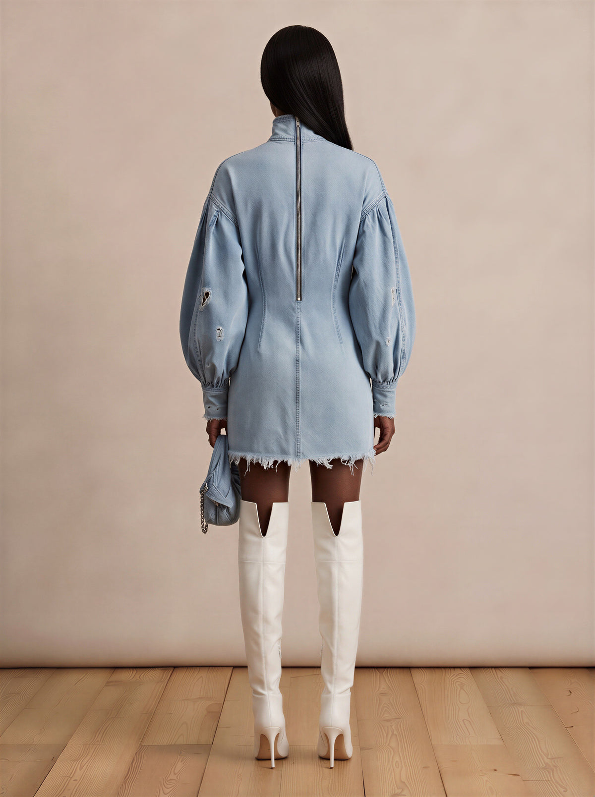 Vintage Loose Fitting Long Sleeve Denim Dress