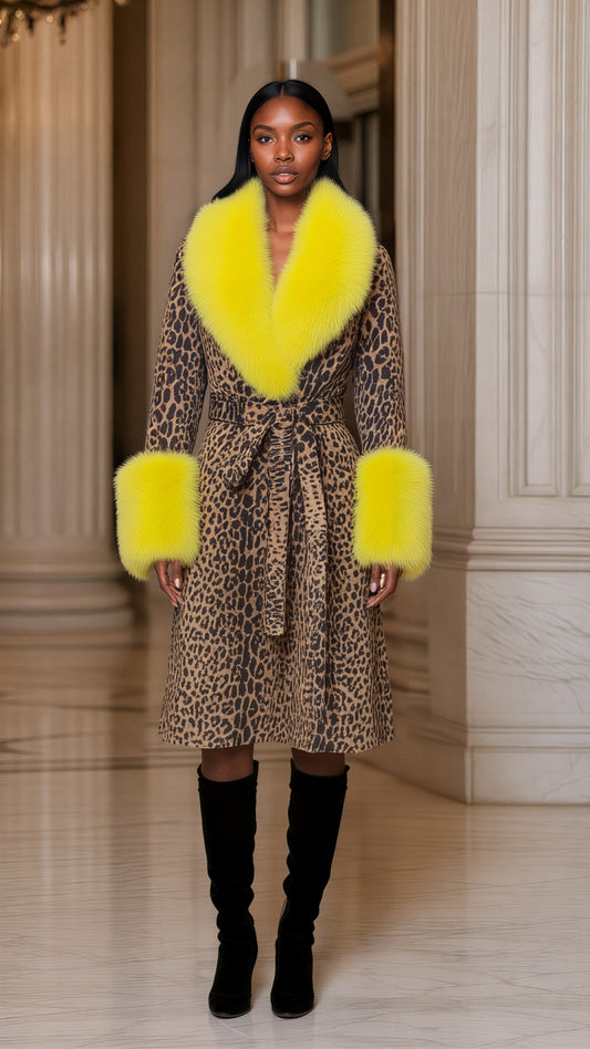 Premium Savannah Leopard Print Luxe Leather & Fur Coat - Comes in 5 Colours