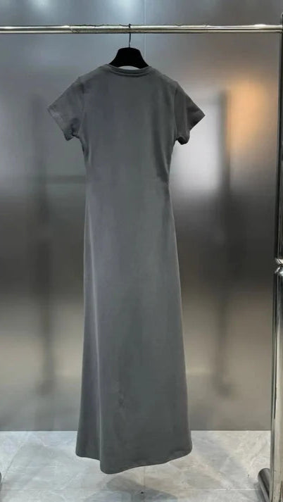 Pearls & Bow Distressed Print Maxi T-Shirt Dress