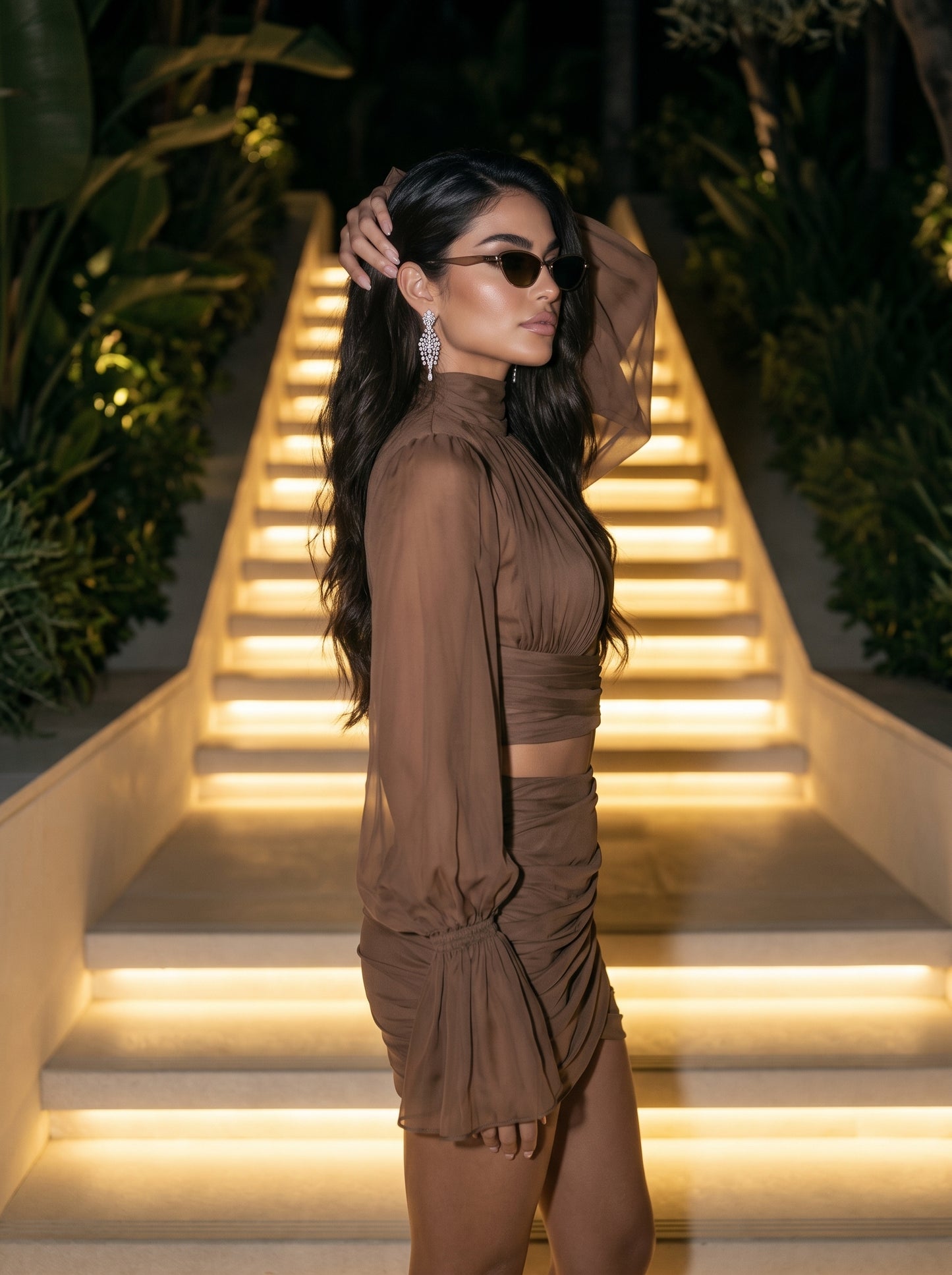* NEW AW26 Mocha Chic Sheer Elegance two piece