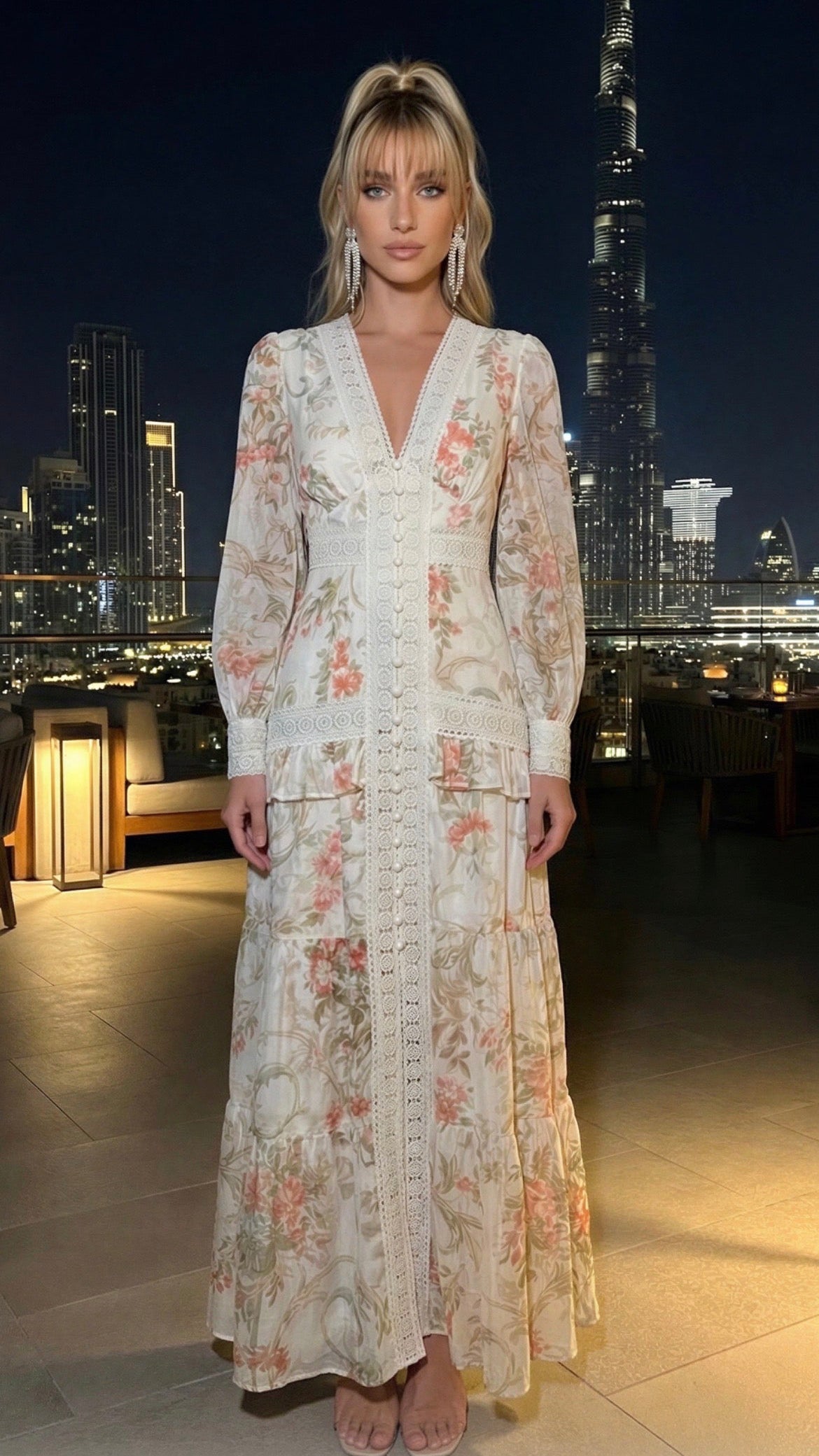 All Lateen Sleeve Maxi Dress