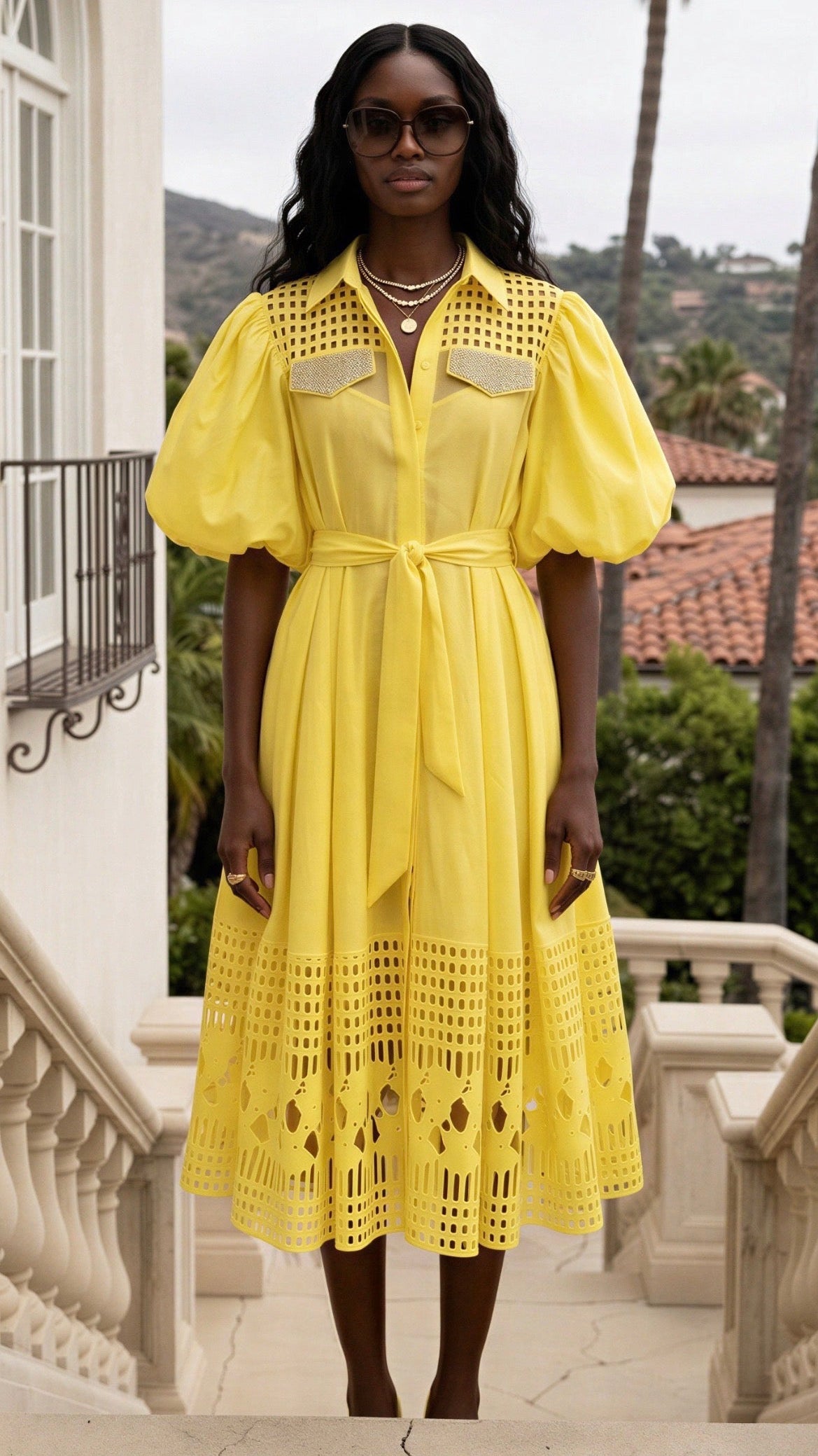 De Lux Midi Dress - comes in white, yellow, pink, white & Black