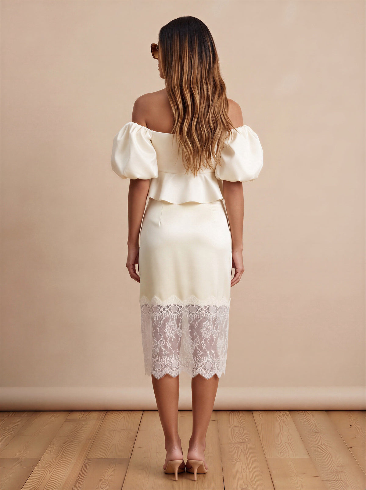 Satin Princess Two Piece with Lace detailing