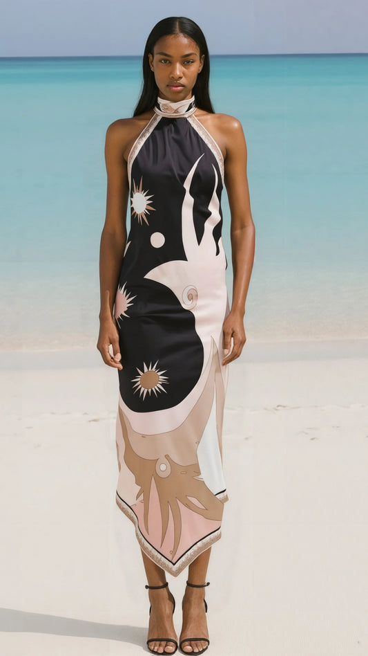 Midnight Heaven Halter neck Dress