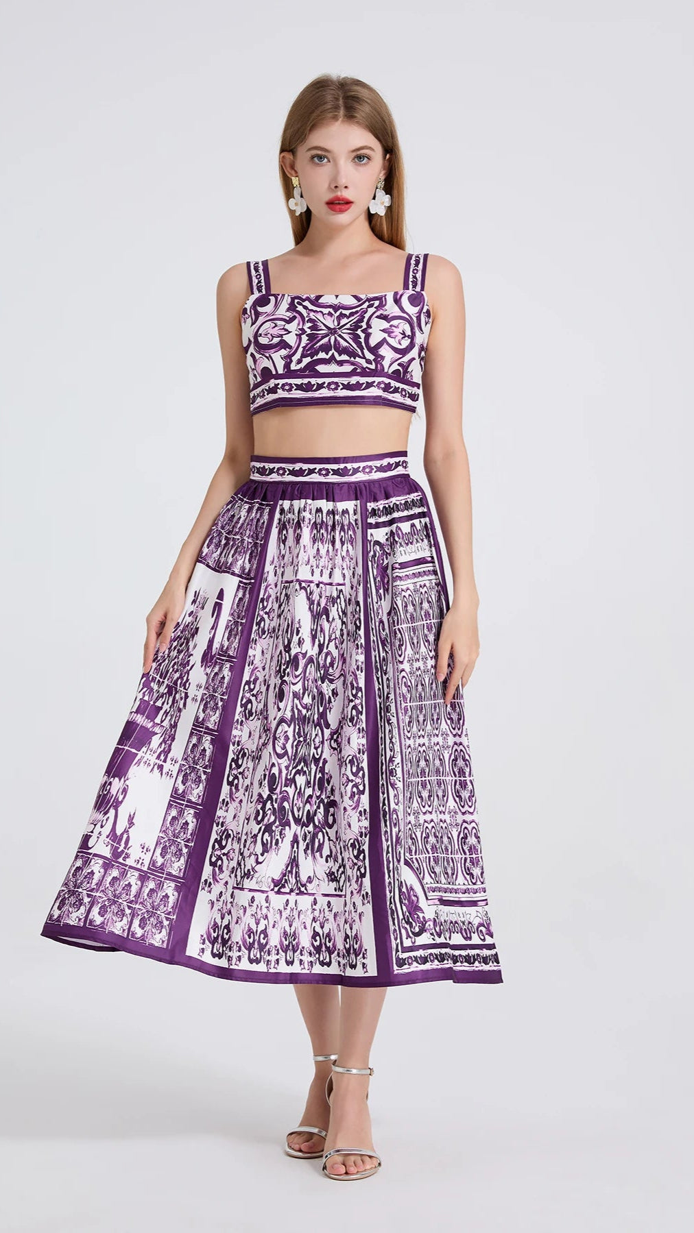 Sweet Purple Bralette & Midi Skirt Set