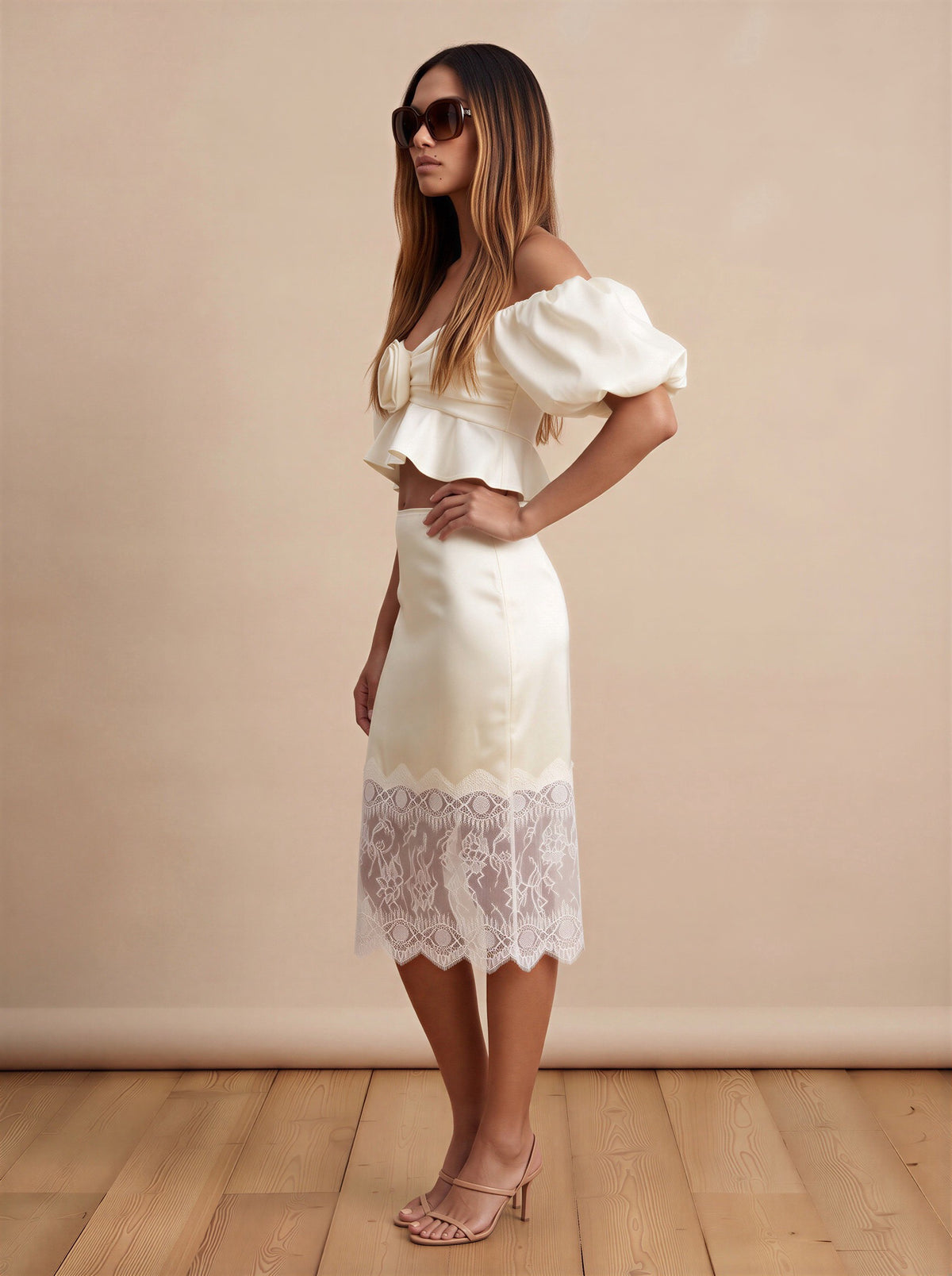 Satin Princess Two Piece with Lace detailing