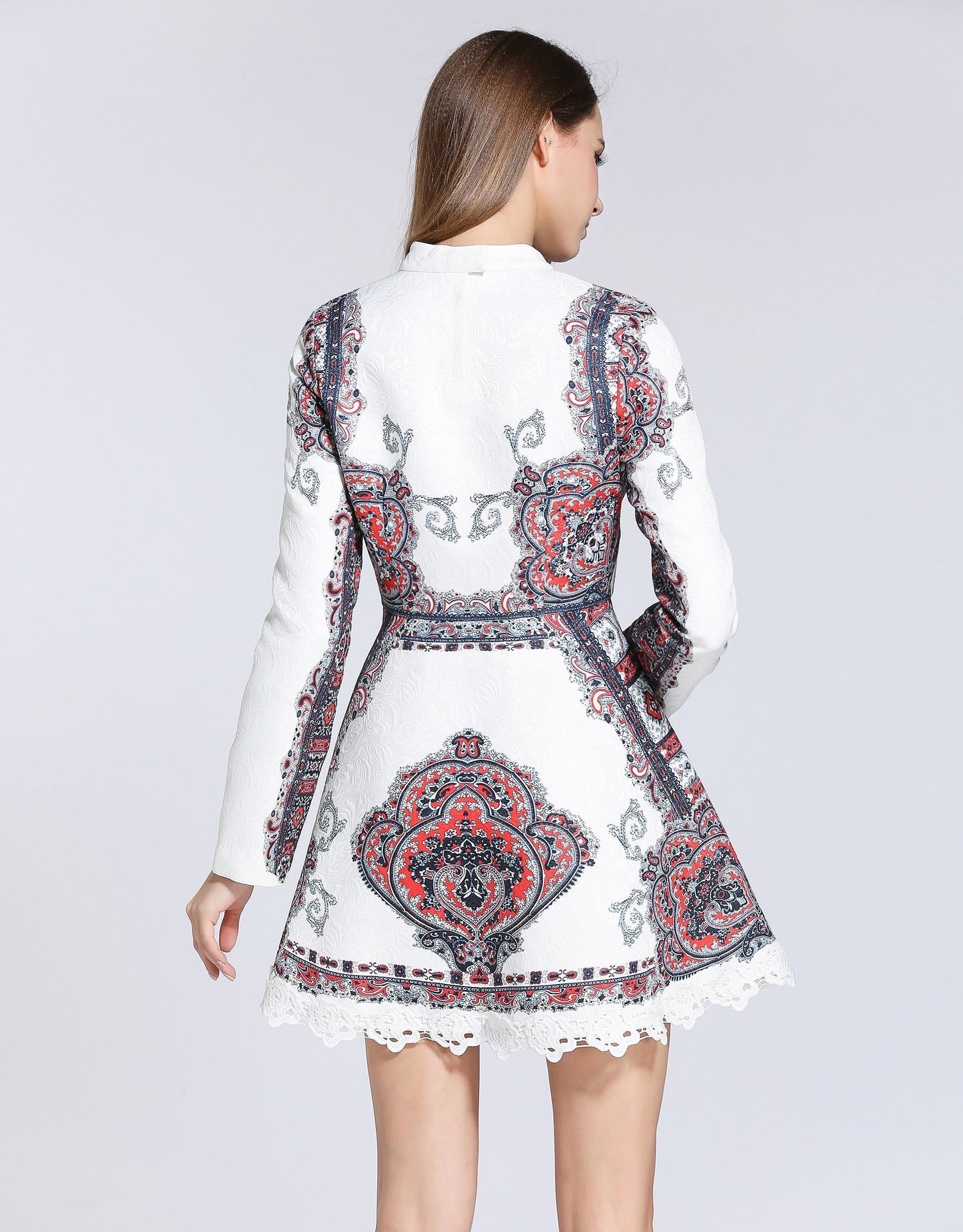 White High Neck Skater Dress
