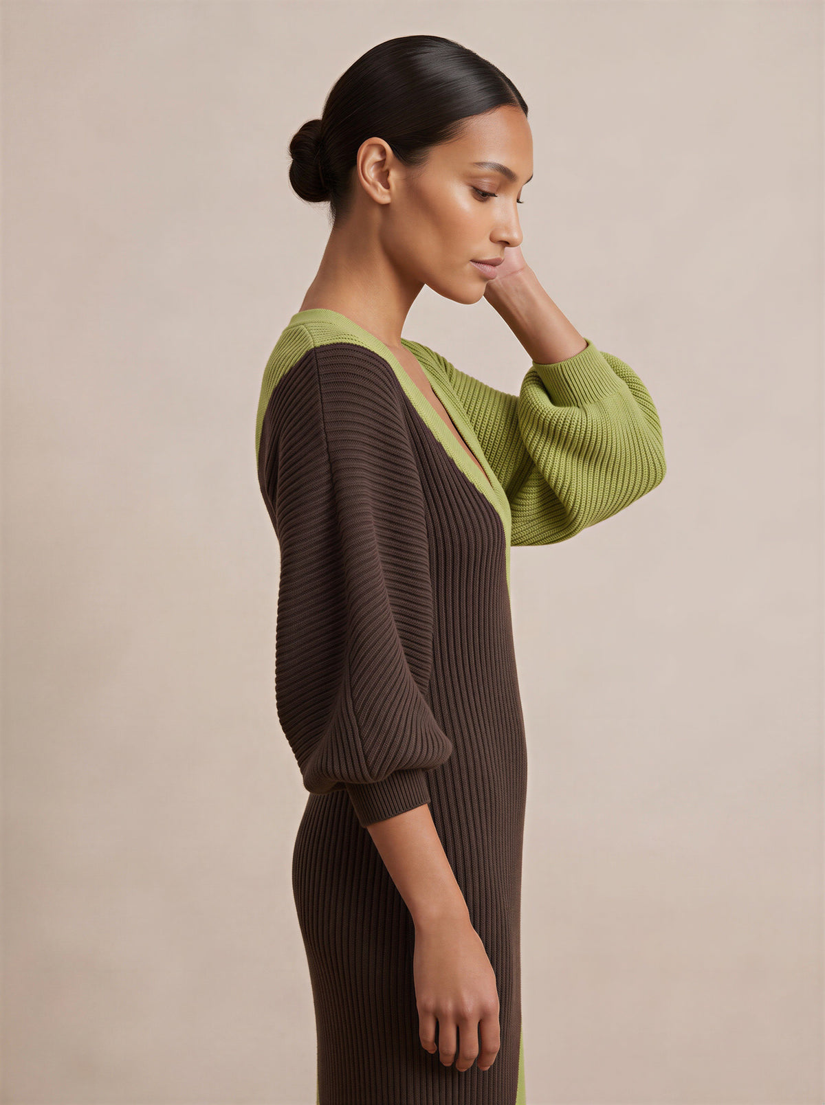 Colour Block Knitted Maxi Dress