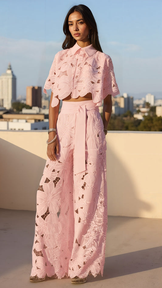 Lacey Lace Two Piece Set - Comes in Green, White, Pink , Blue & Beige