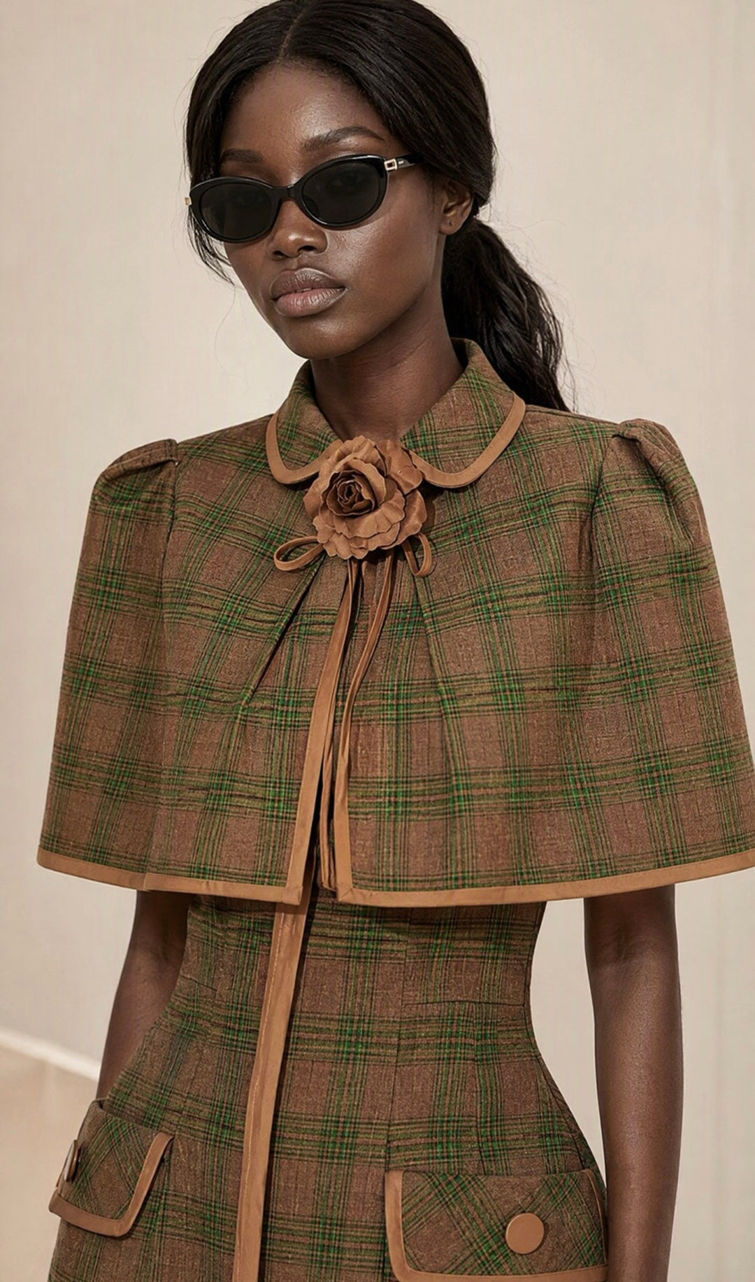 The Elowen Heritage Plaid Cape Dress