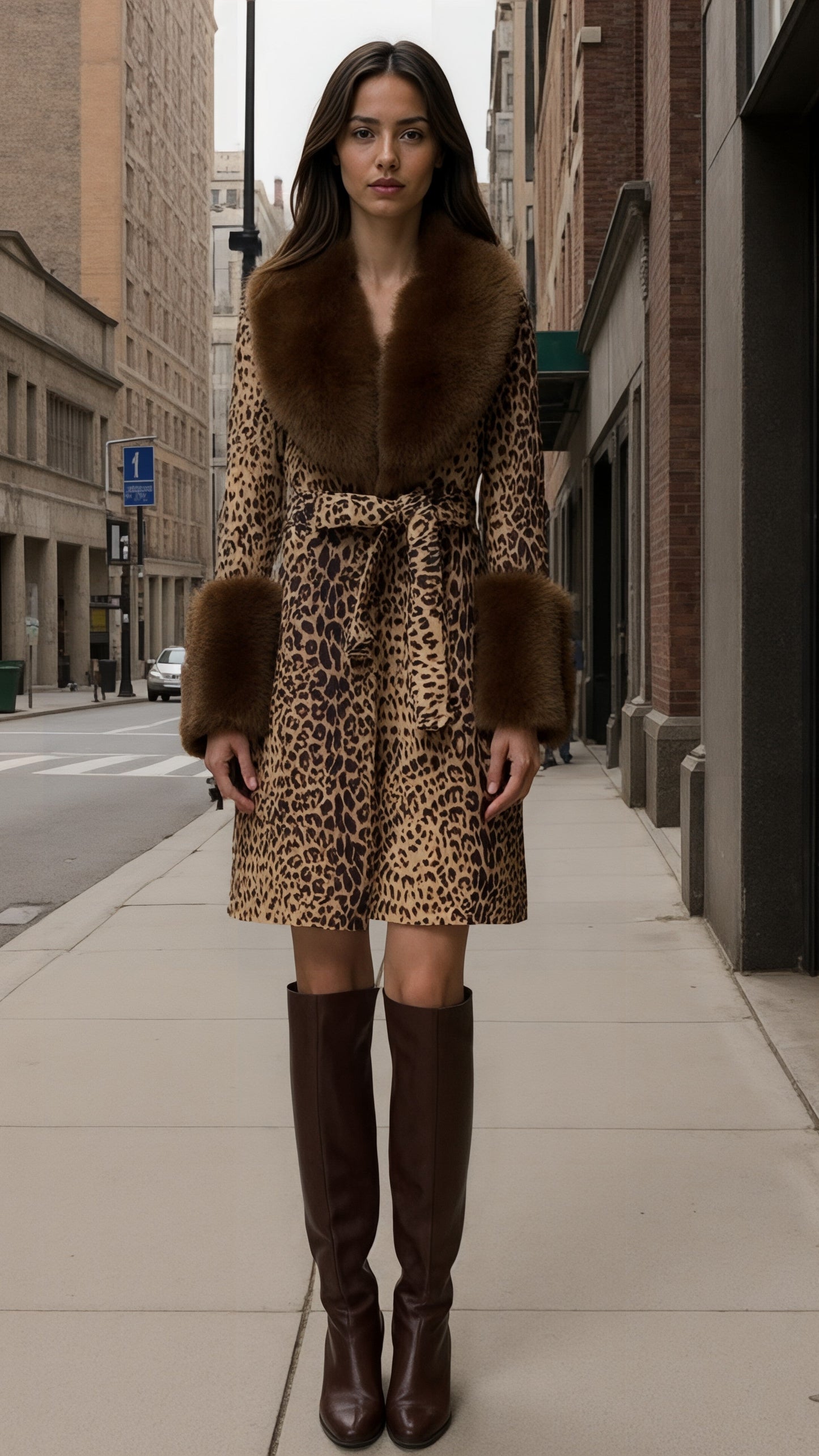 Premium Savannah Leopard Print Luxe Leather & Fur Coat - Comes in 5 Colours