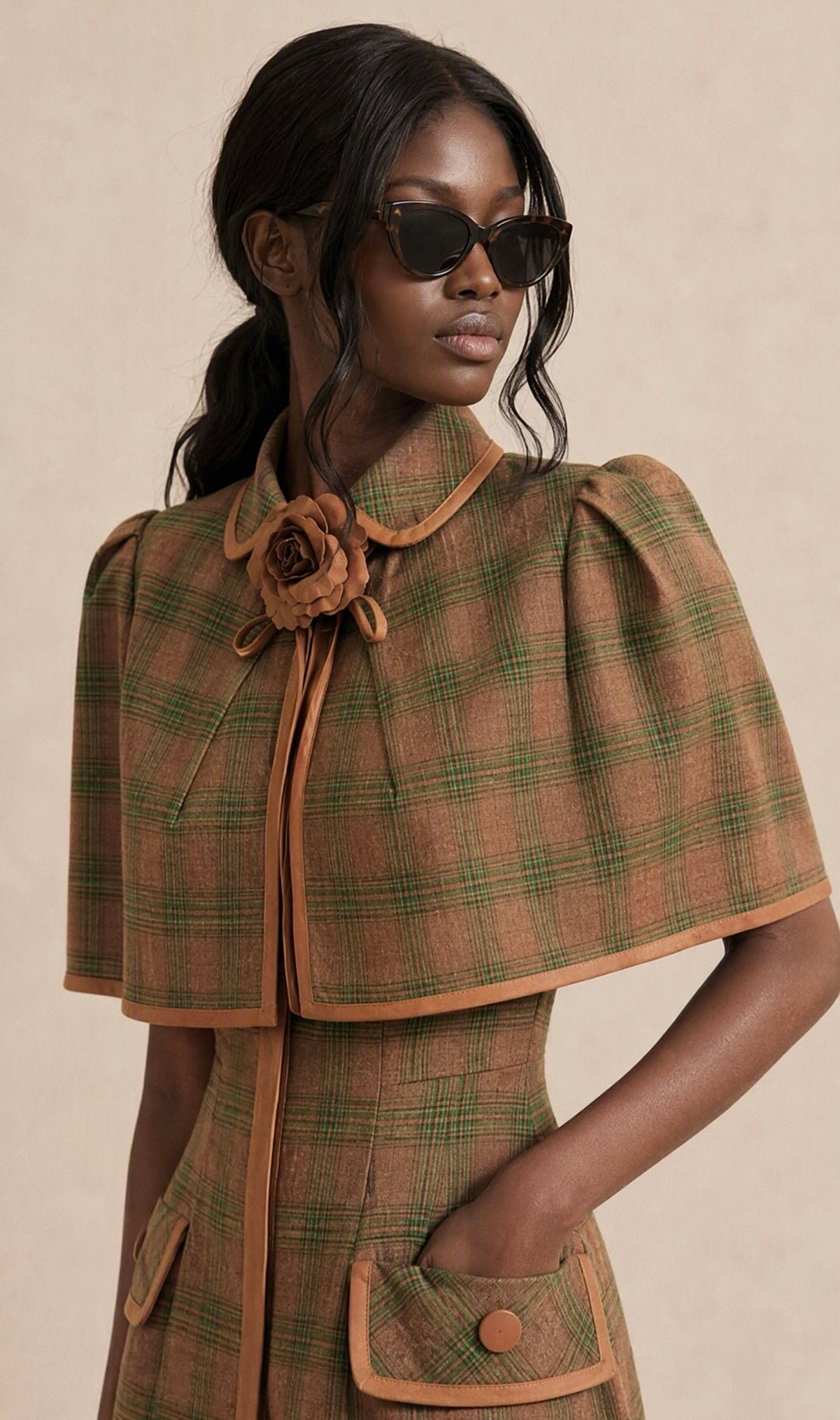 The Elowen Heritage Plaid Cape Dress