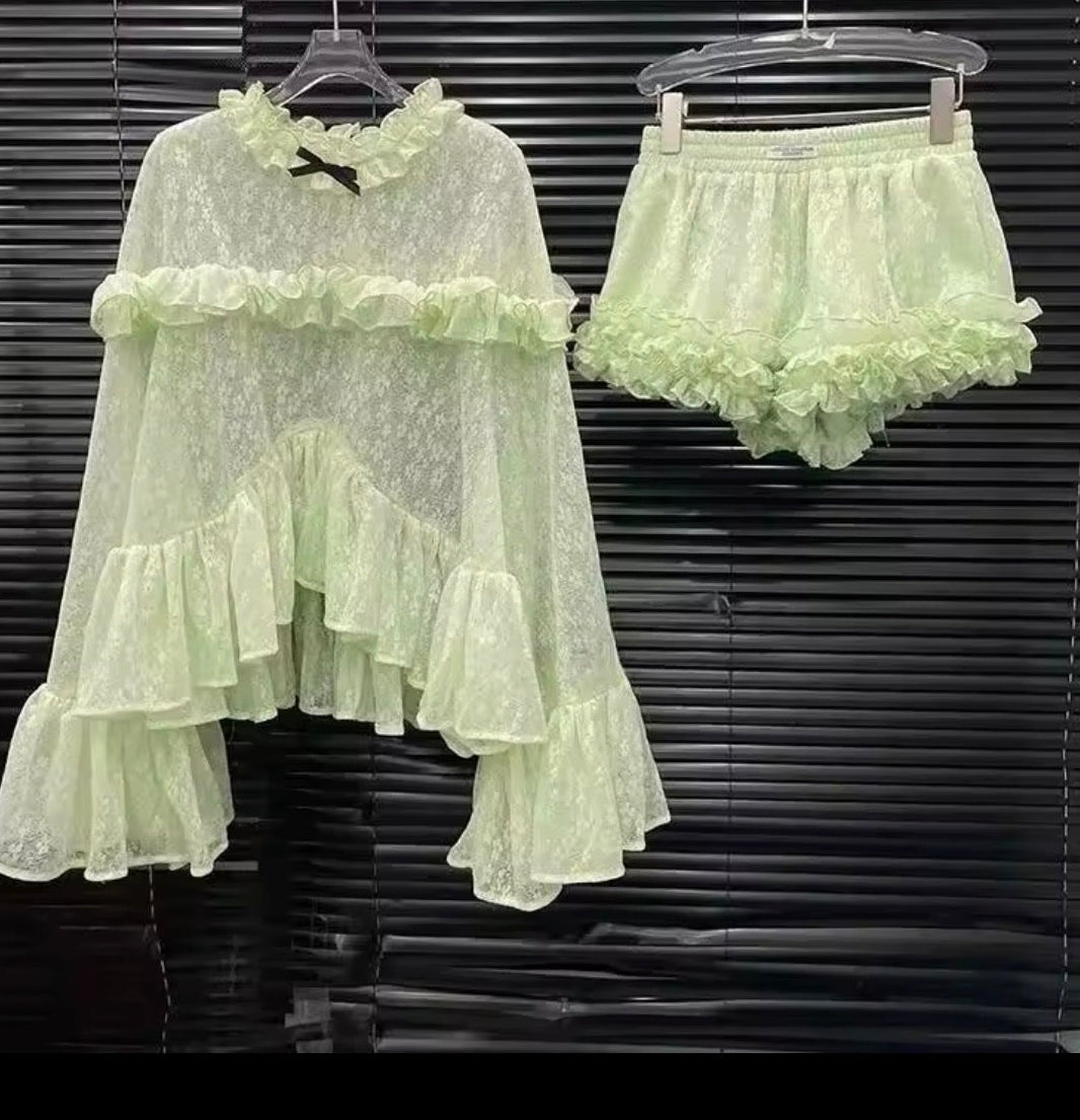 Chic Mint Ruffles Set