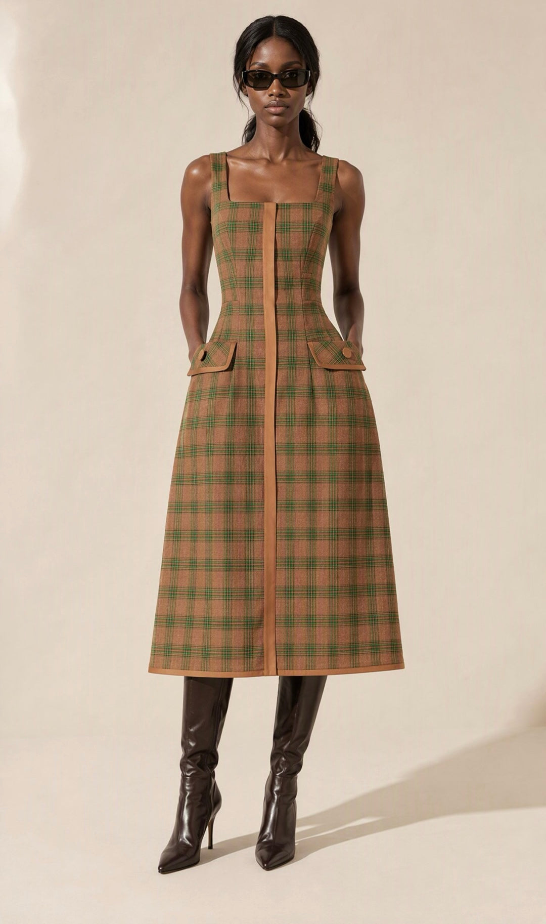 The Elowen Heritage Plaid Cape Dress