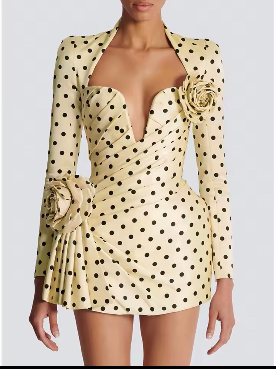 Polka Dreamscape Mini Dress in brown or yellow